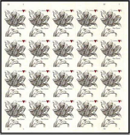 Vintage Tulip Pane Postage Wedding Stamps